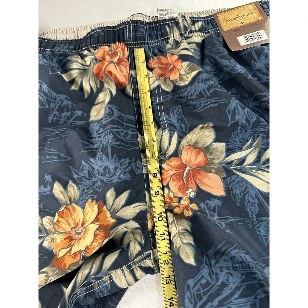 NWT Caribbean Swim Shorts Trunks Men's XL Lined‎ Tropical Floral Island Palm Sea